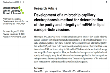 文献解读｜Revvity LabChip微流控毛细管电泳检测mRNA纯度及完整性的应用